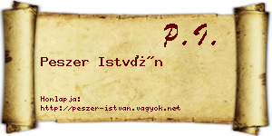 Peszer István névjegykártya
